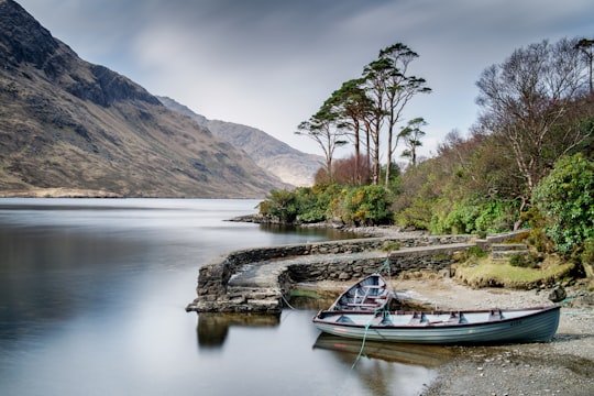 canoe beside river in Doolough Ireland