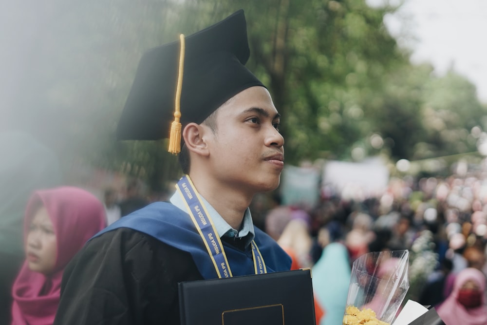 man wearing mortar board