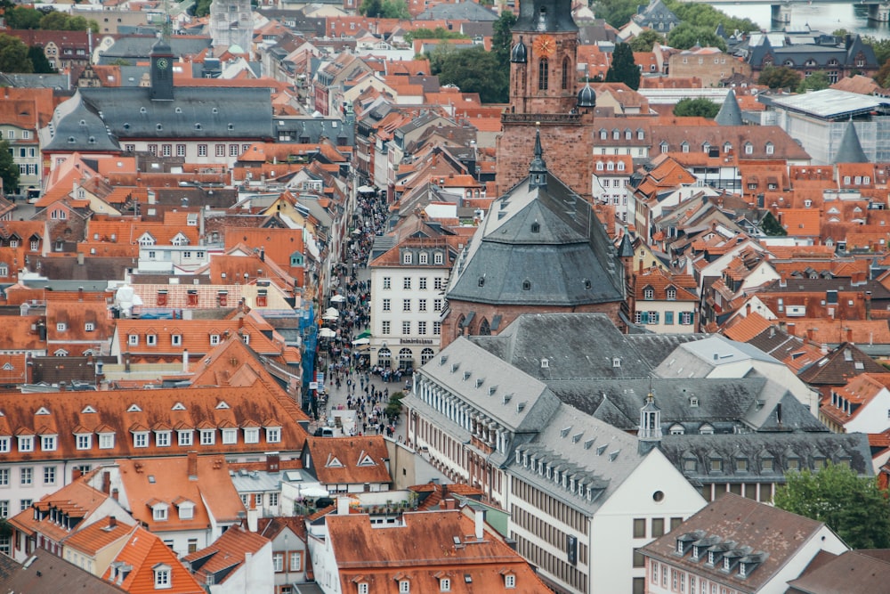 top view of village roofs