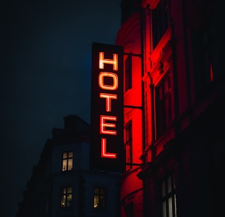 turned-on Hotel LED signage