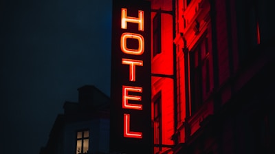 turned-on Hotel LED signage