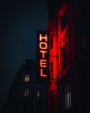 turned-on Hotel LED signage