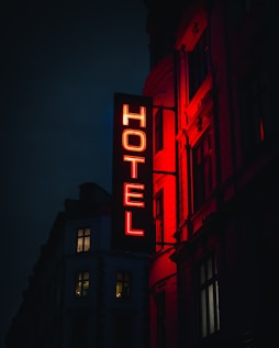 turned-on Hotel LED signage