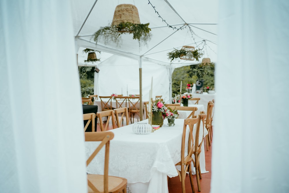 pink petaled-flower arrangement on table