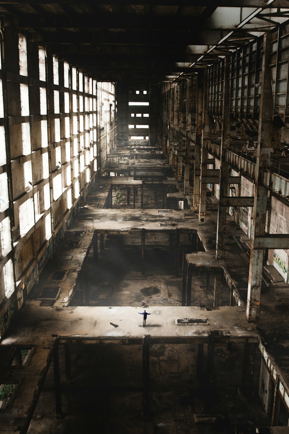 rusty industrial machine inside the building