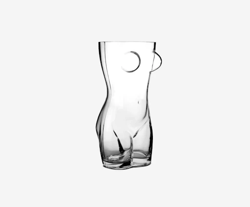 Minimalist luxury glass bong displayed on white background with navy blue accents