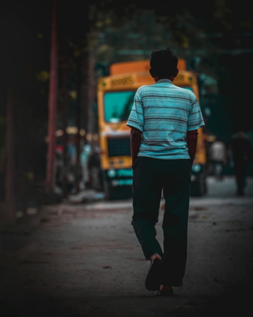 man walking towards the truck