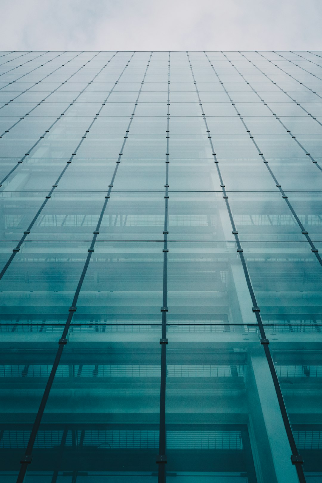 worms-eye view of glass building