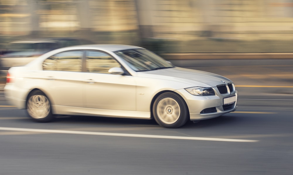 gray BMW sedan