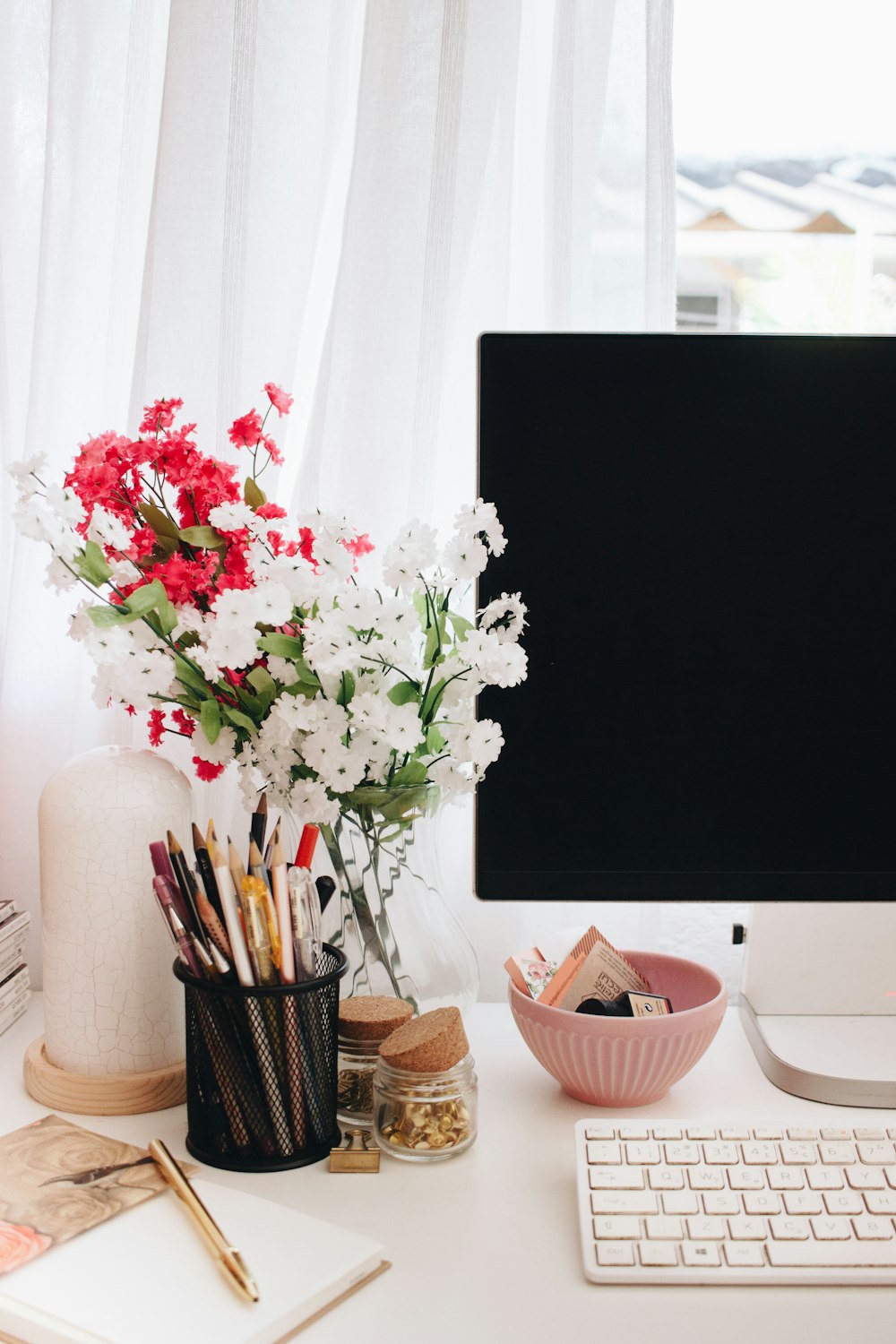 white flowers in vase