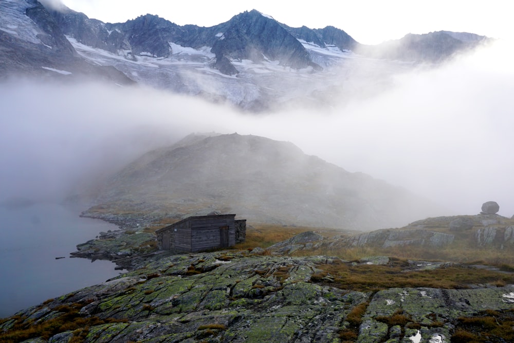 mountains covered by fogs