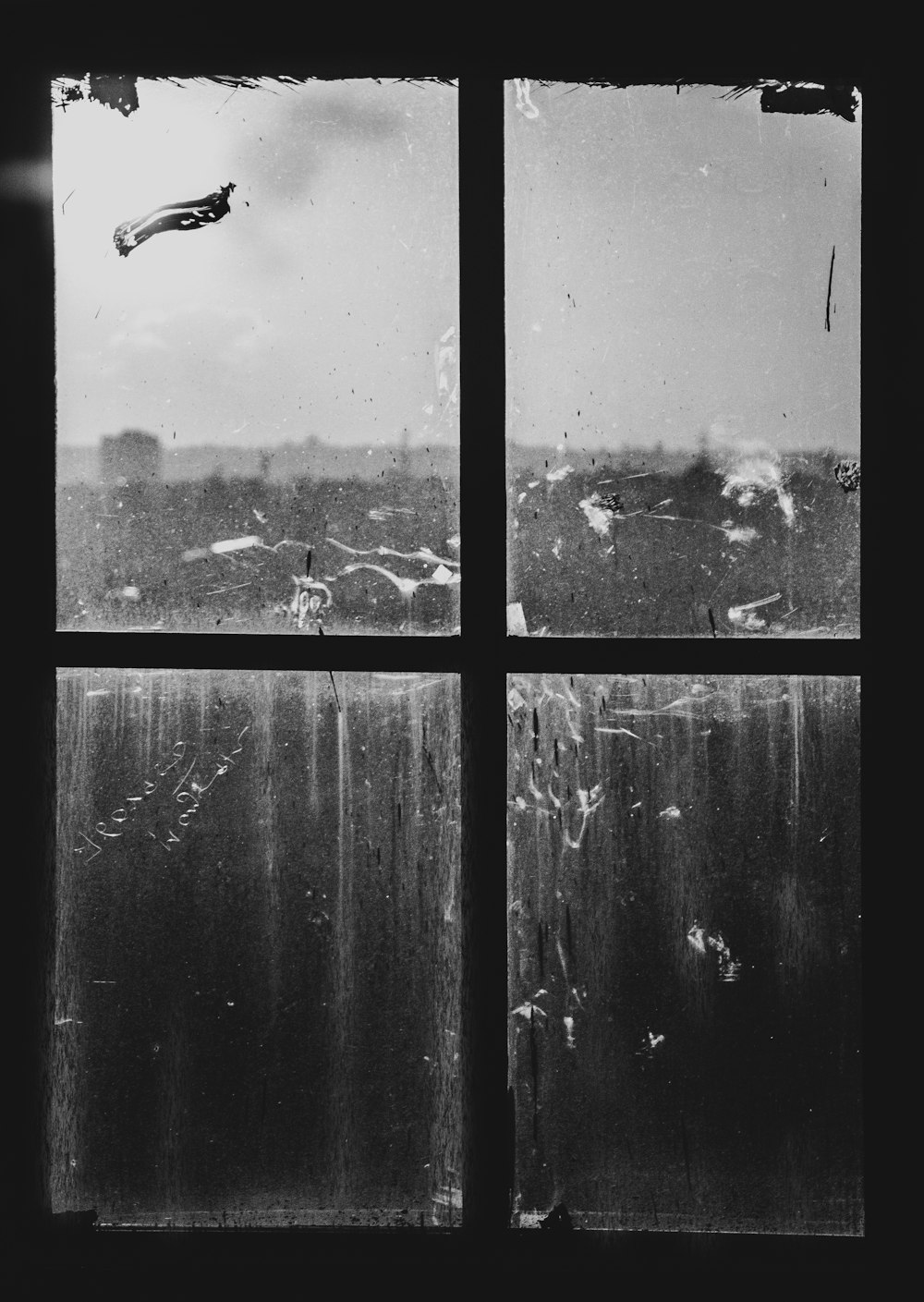 black and white window