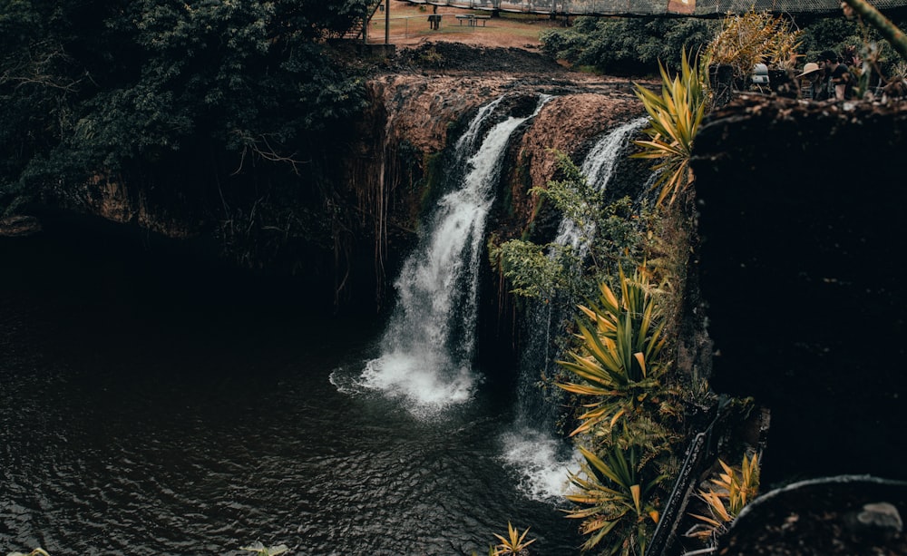 aerial photo of waterfalls