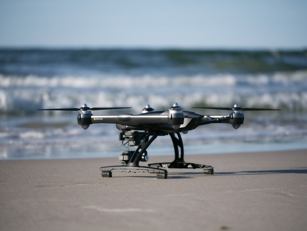 gray drone near beach
