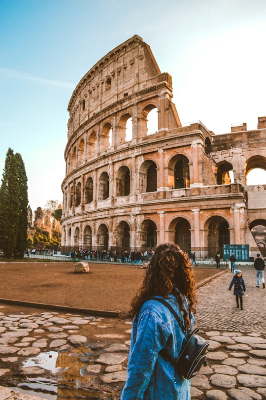 woman standing near Colosseum, Rome in Colosseum Italy