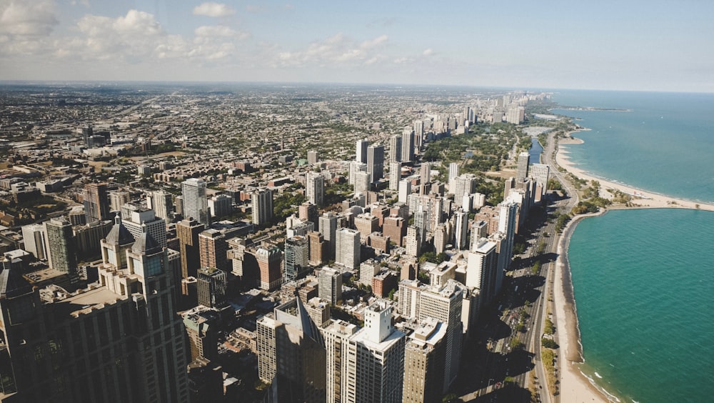 aerial photography of high rise building near sea at daytime