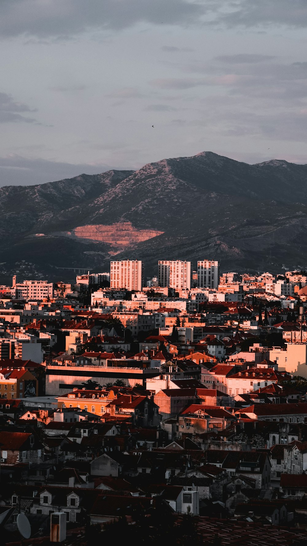 aerial photography of buildings under gray sky