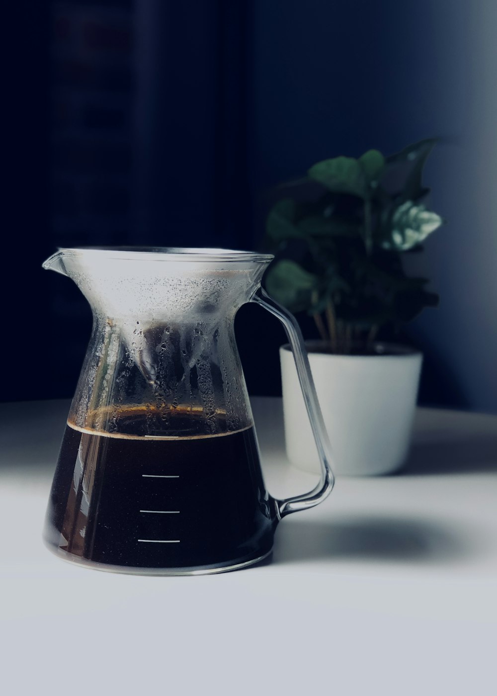 coffee in clear glass pitcher