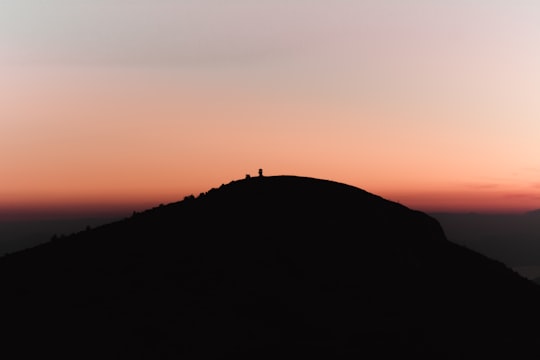 silhouette of mountain at golden hour in Parnitha Greece