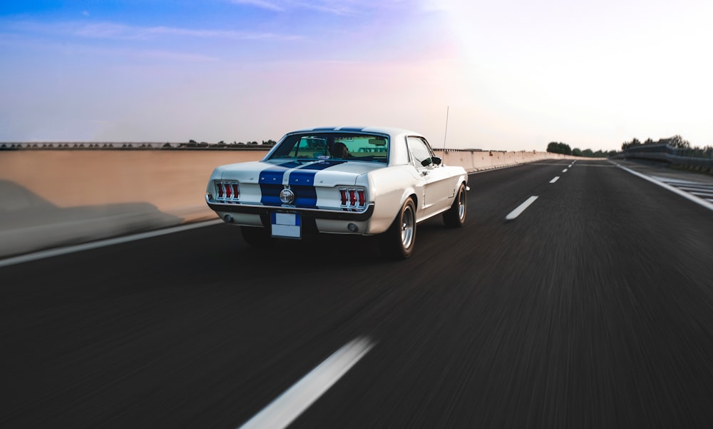 white Ford Mustang coupe