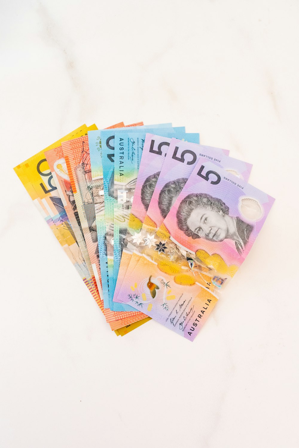 assorted Australian dollar banknotes