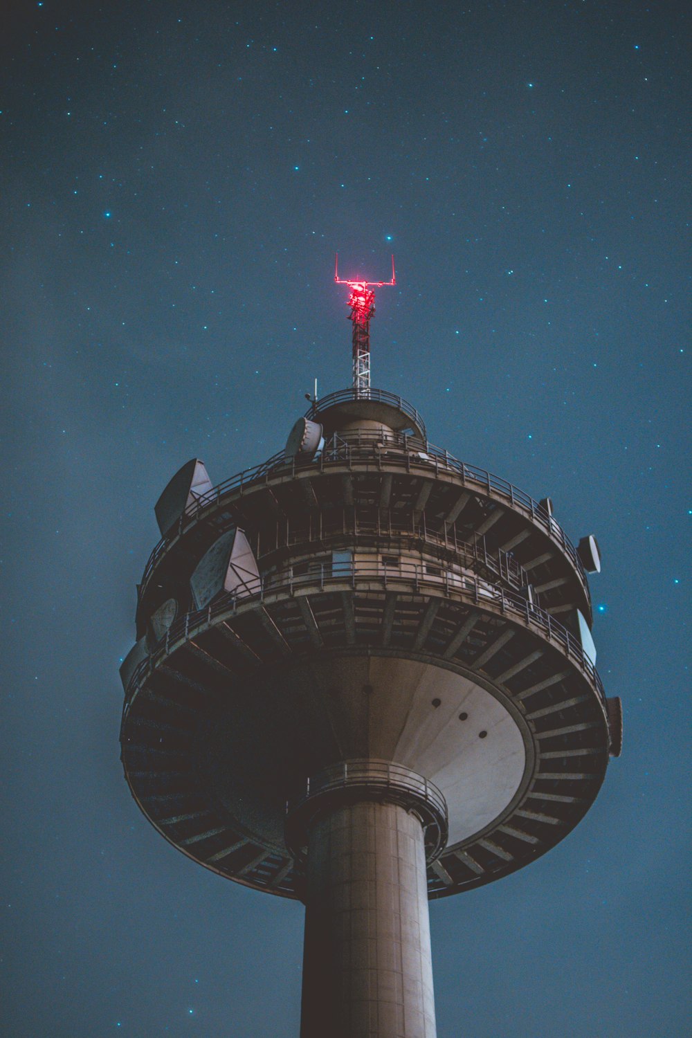 grey tower during nighttime