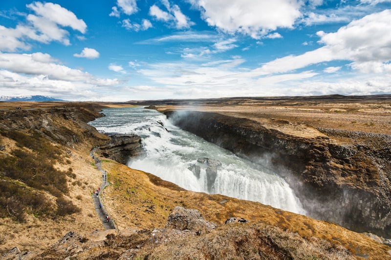 Gullfoss waterfall cascading into canyon