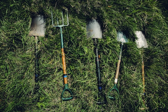 An assortment of intelligent garden tools in action, showcasing their durability.
