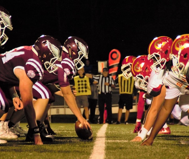 closeup photo of football players