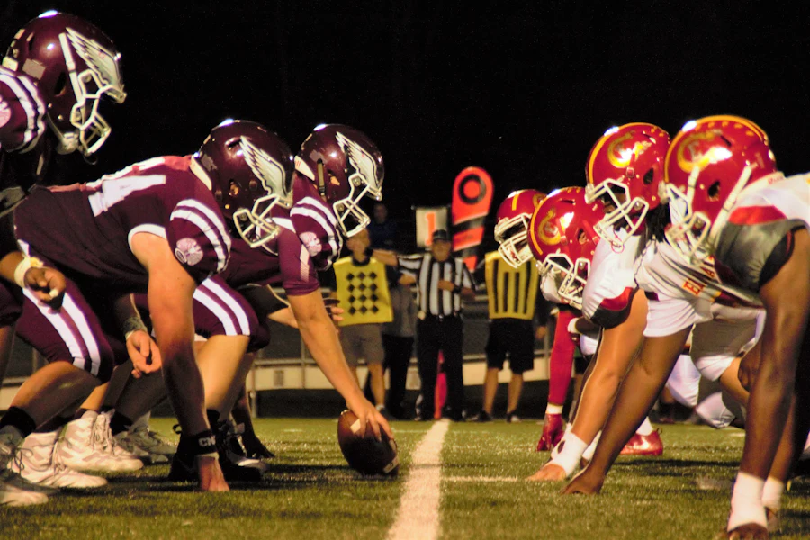 Football players in action during a game