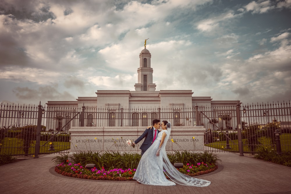 couple in front of church