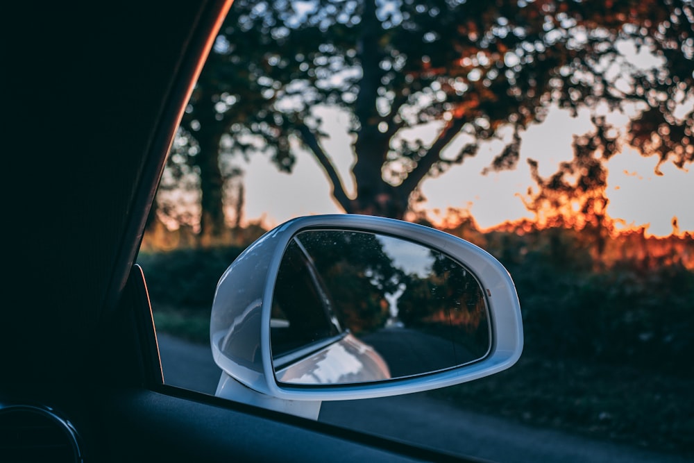 white vehicle side mirror