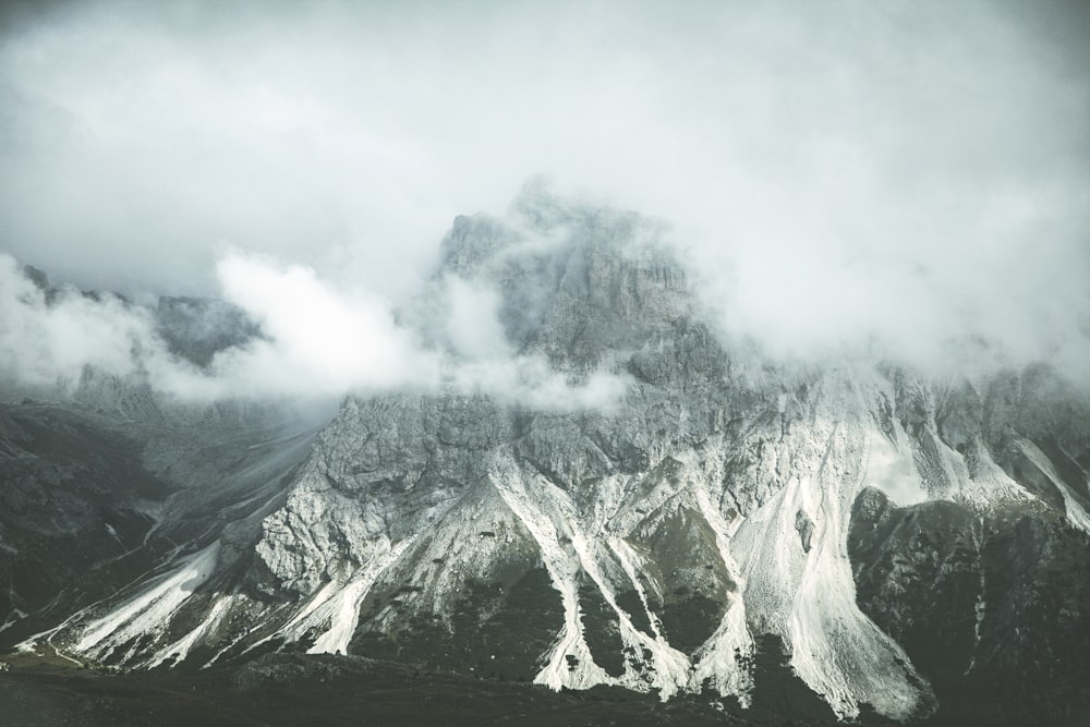 mountain covered by snow