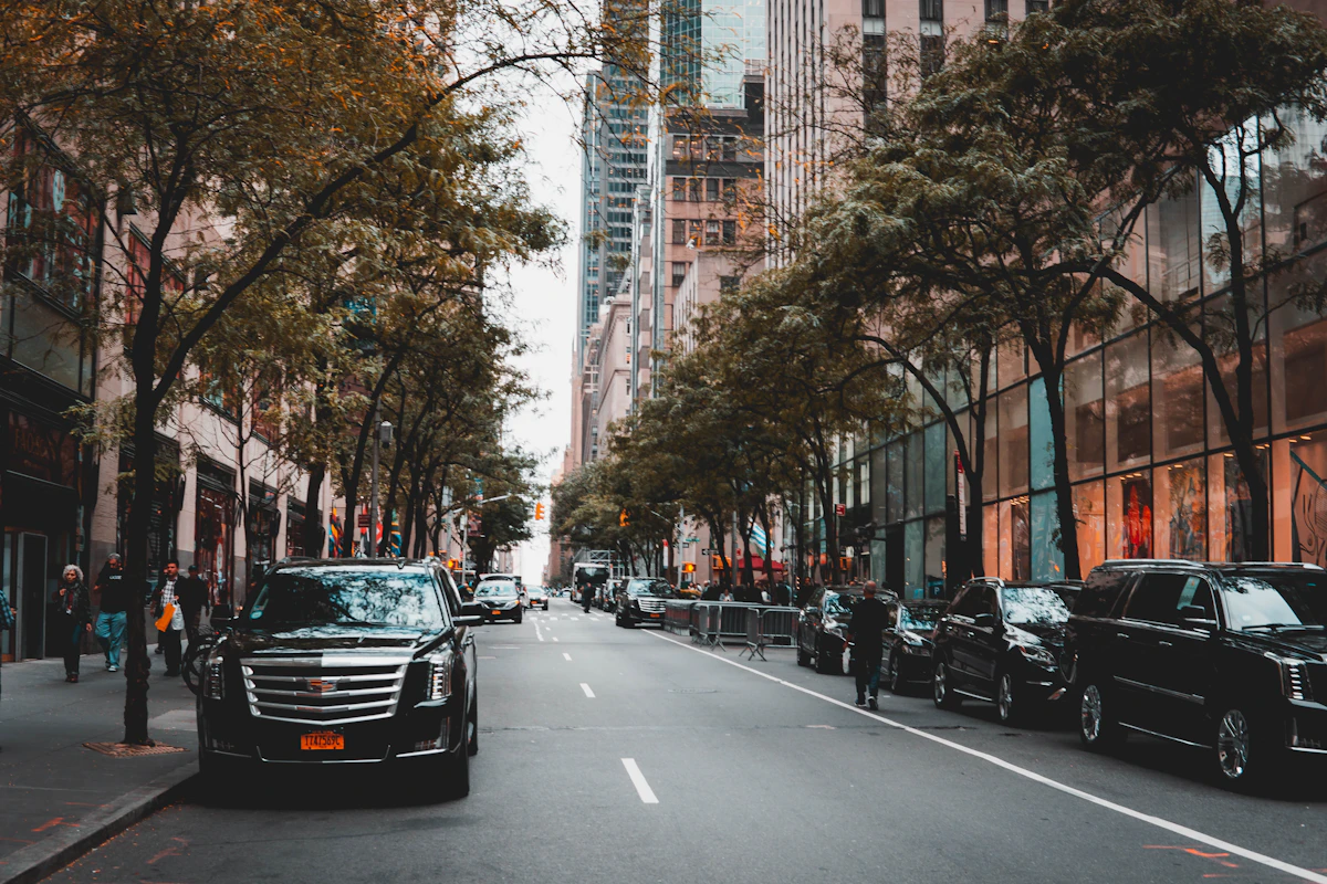 Black luxury SUV parked on a New York street