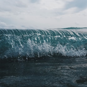 A dynamic view of a wave cresting in the ocean, capturing the intricate details of the water's movement and the play of light on the wave's surface.