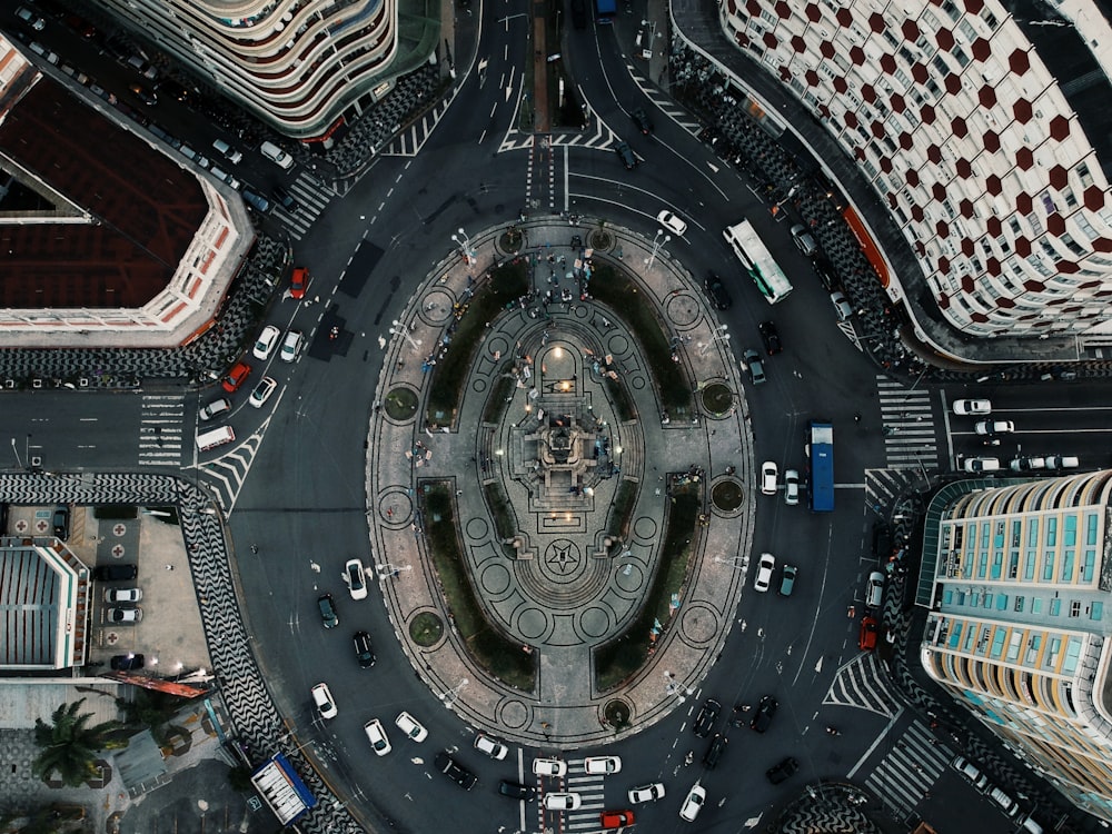 aerial photography of street and buildings