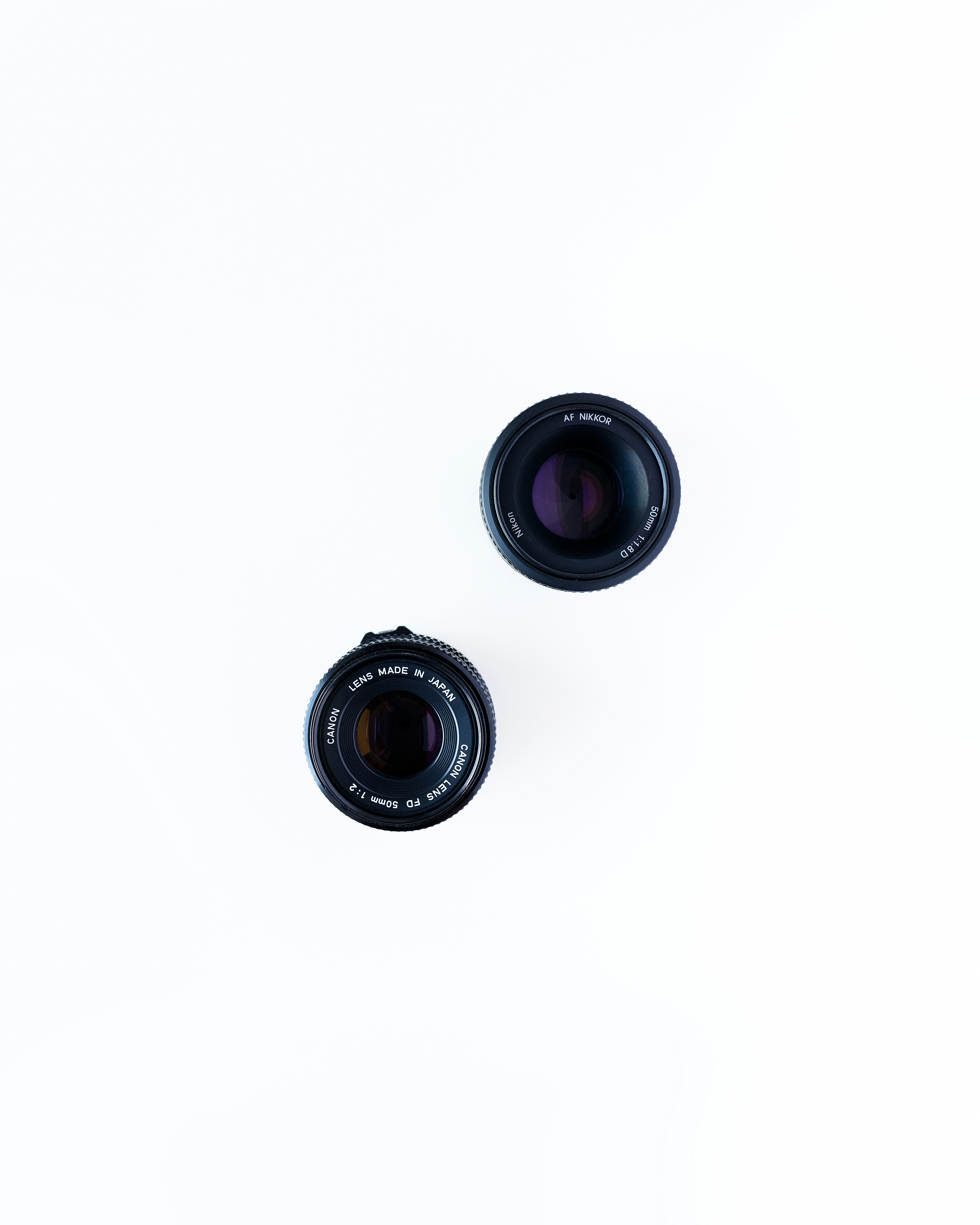 two black camera lenses