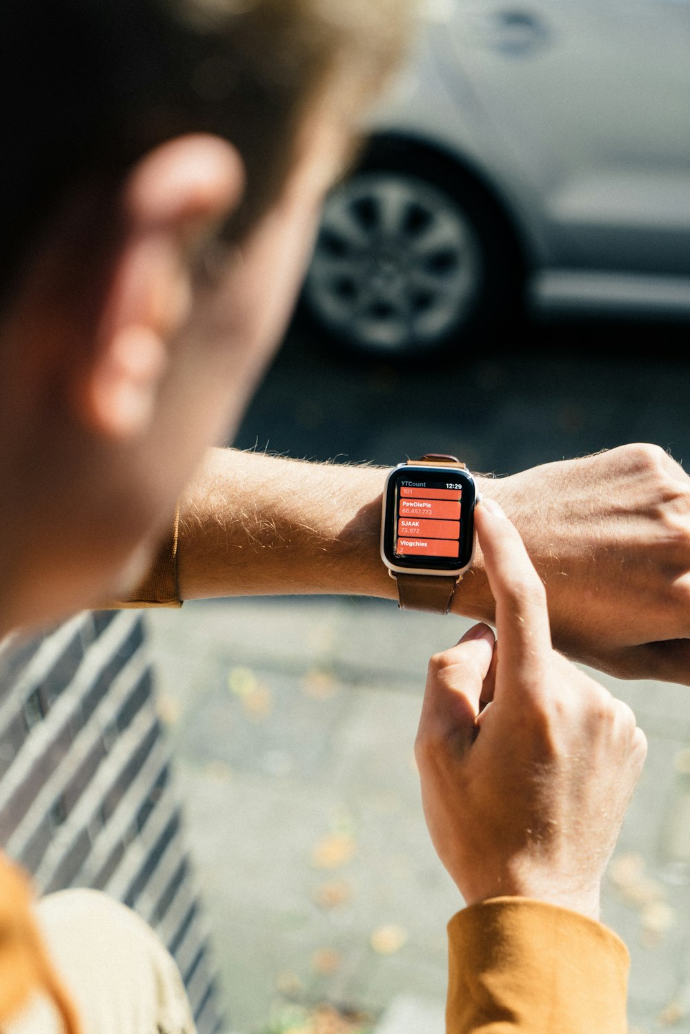 person using smartwatch