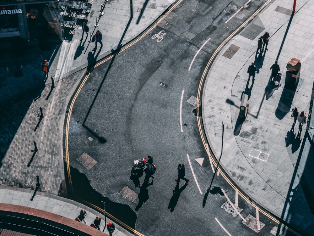 aerial photography of gray concrete road