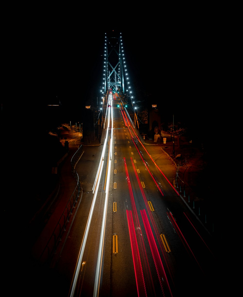 time lapse photography of wide road