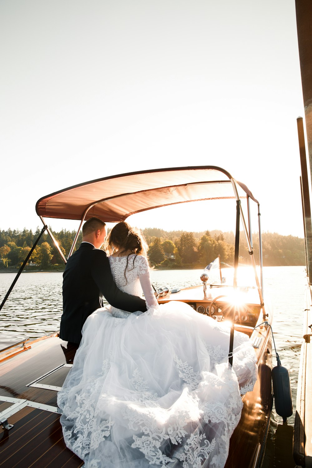 bride and groom on yact