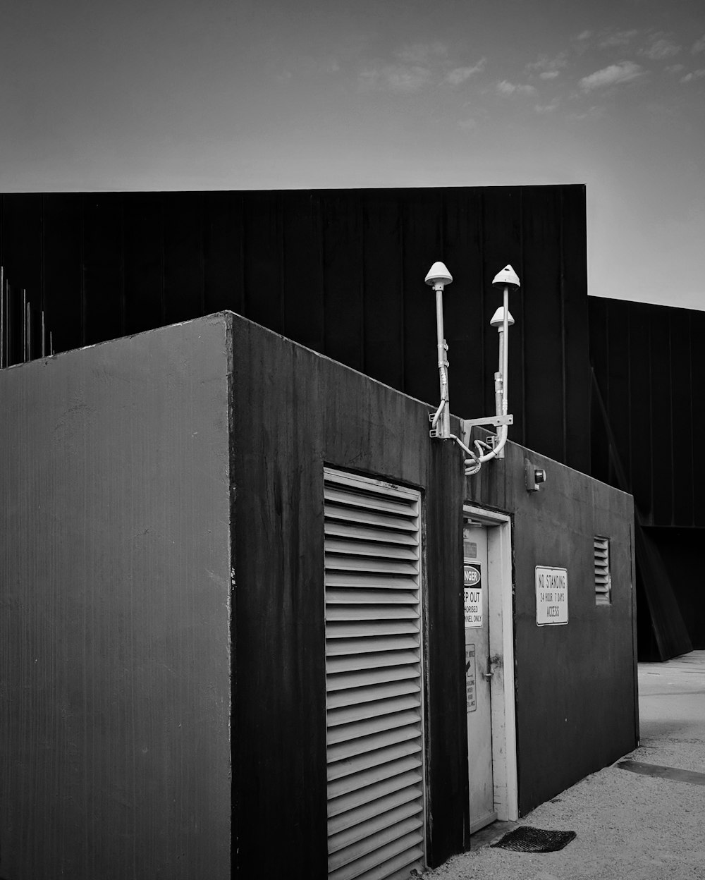grayscale photography of storage room