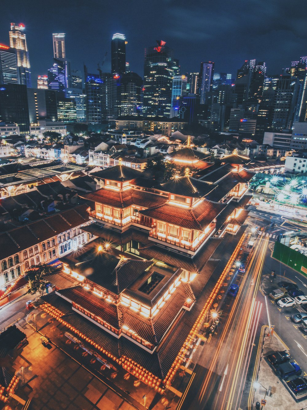 high-angle photography of pagoda house