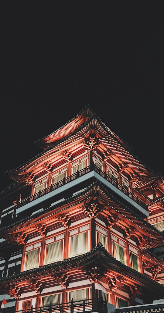 low angle photography of brown building in Buddha Tooth Relic Temple Singapore