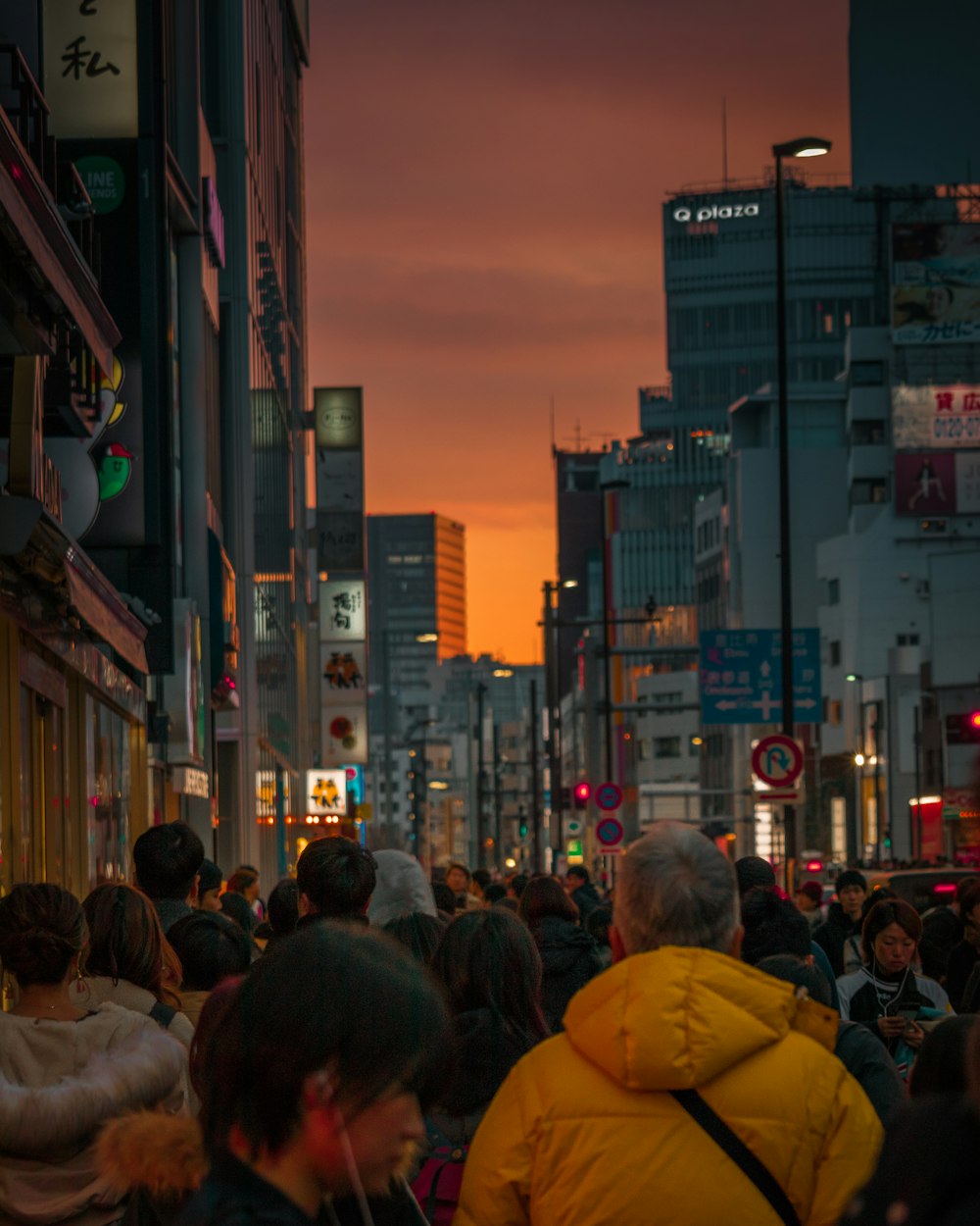 people on the street near buildings