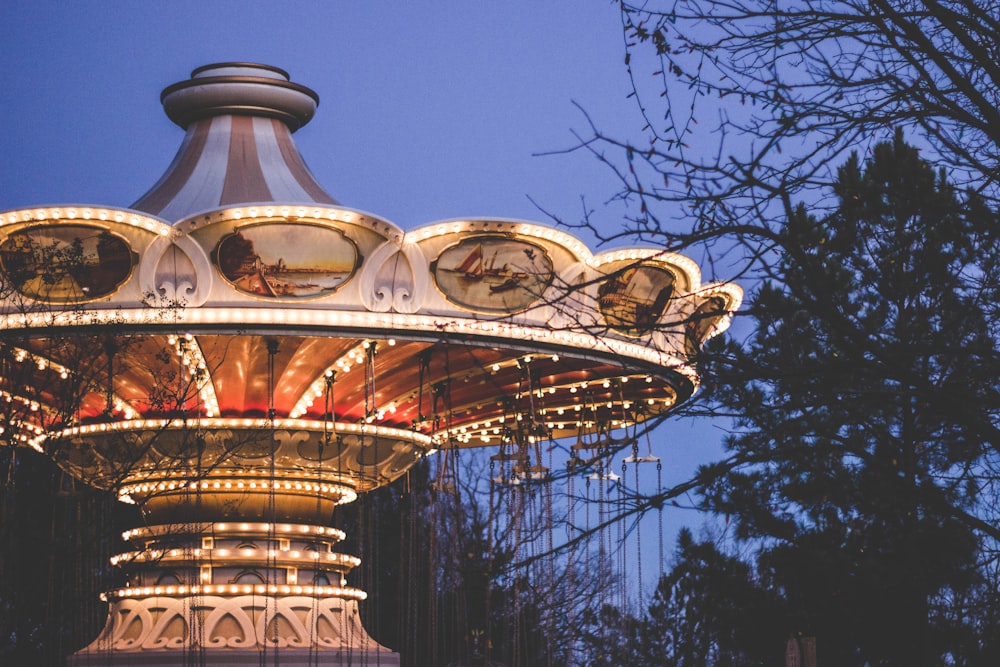 amusement ride near tree