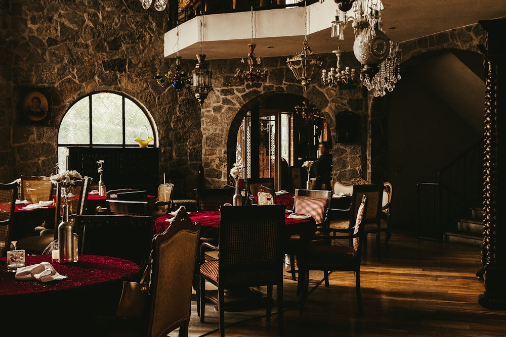 table and chairs inside room