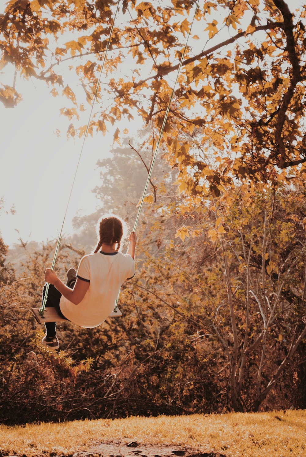 girl riding on swing