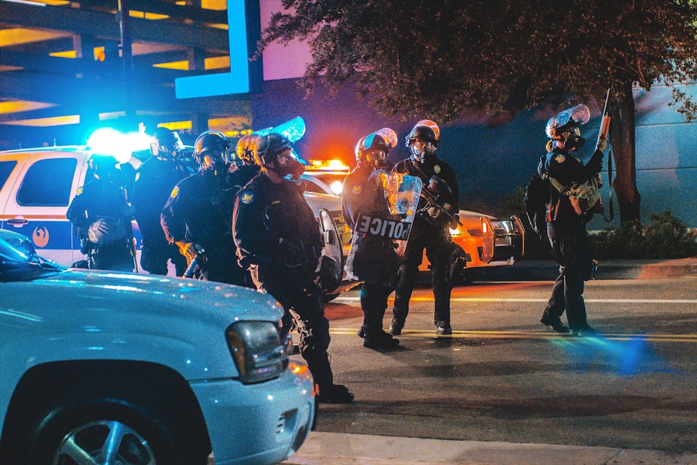 group of police in the middle of the road