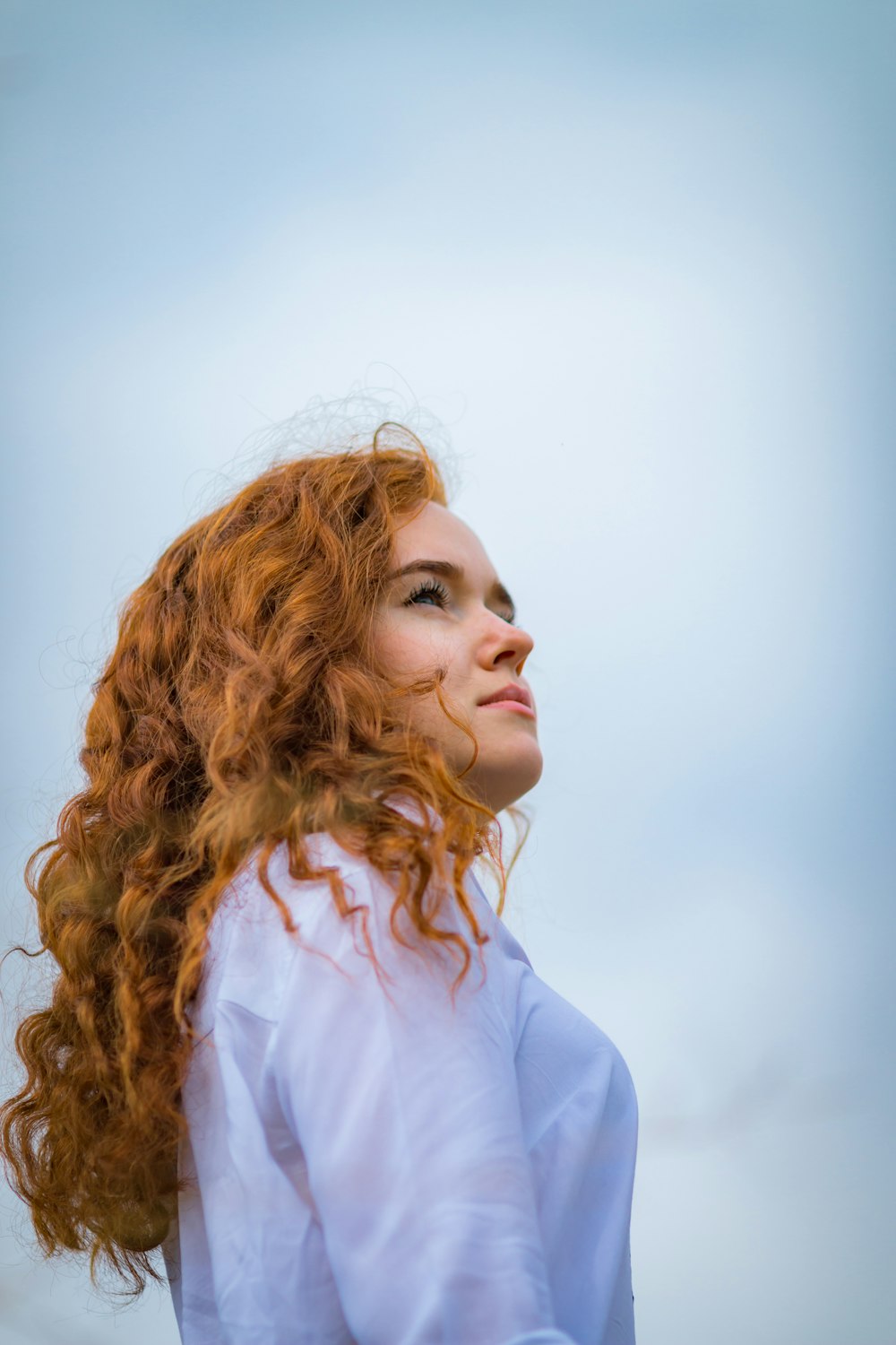 woman looking up